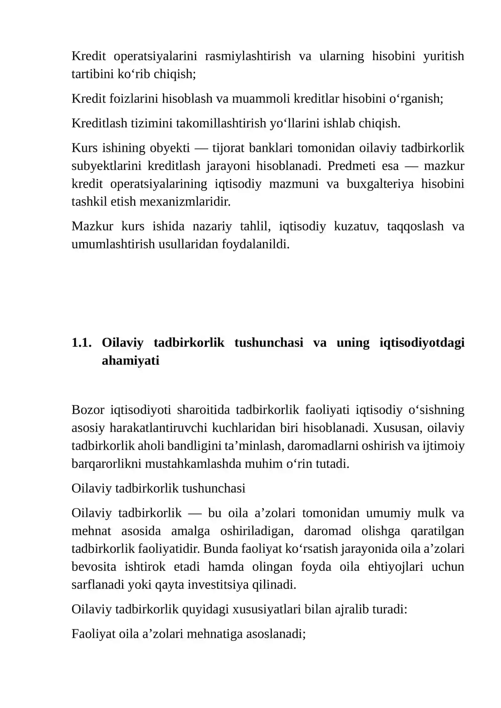 OILAVIY TADBIRKORLIKNI KREDITLASH OPERATSIYALARI,ULAR HISOBINING TASHKIL ETILISHI 4
