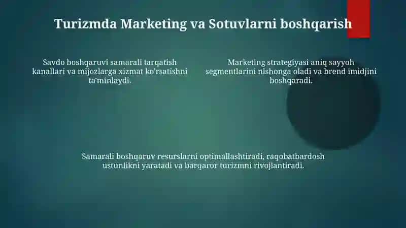 Turizmda boshqaruvning ahamiyati va sohada qo’llanishidagi ahamiyati 4
