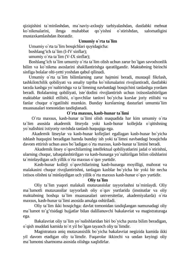 O`ZBEKISTON RESPUBLIKASI TA`LIM TIZIMI 4