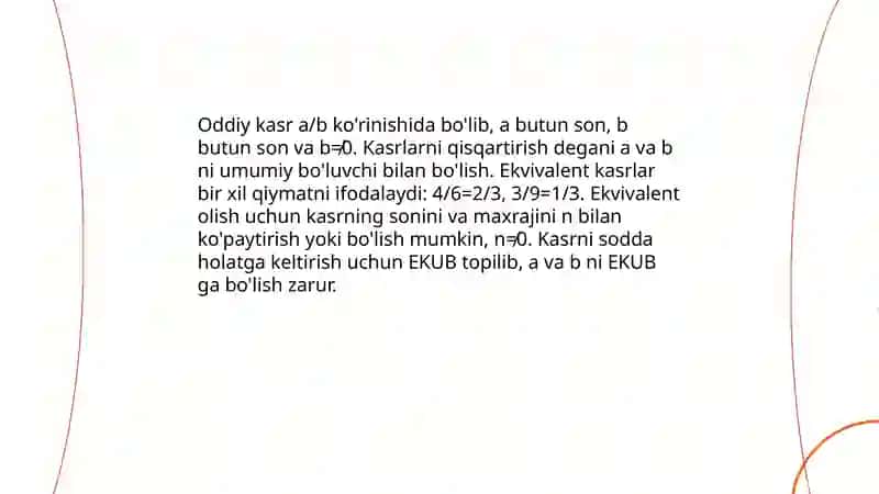 Ulush tushunchasi va kasrlarning tuzilishi 4