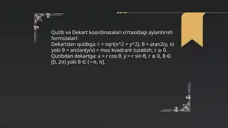 Qutib silindrik va sferik koordinatalar sistemasi 4