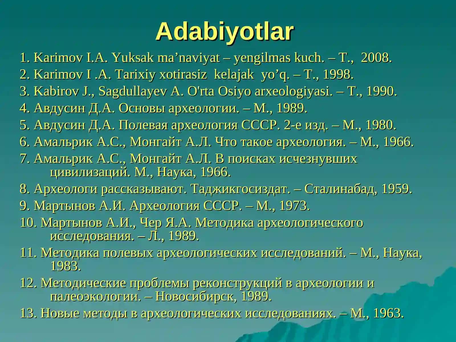 Arxeologiya va etnologiya (Arxeologiya) 4