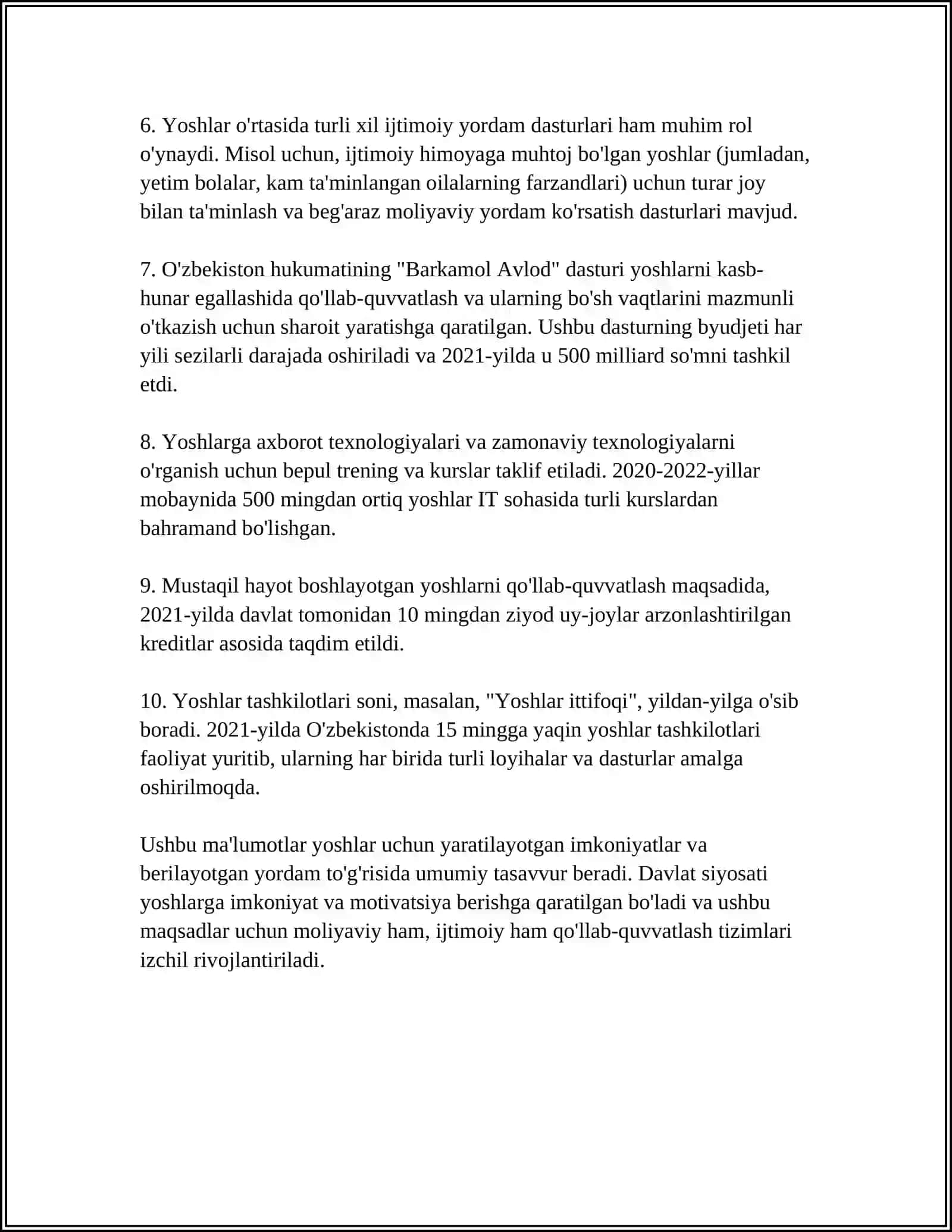 YOSHLARNI IJTIMOIY PEDAGOGIK QOʻLLAB -QUVVATLASH TIZIMI 4