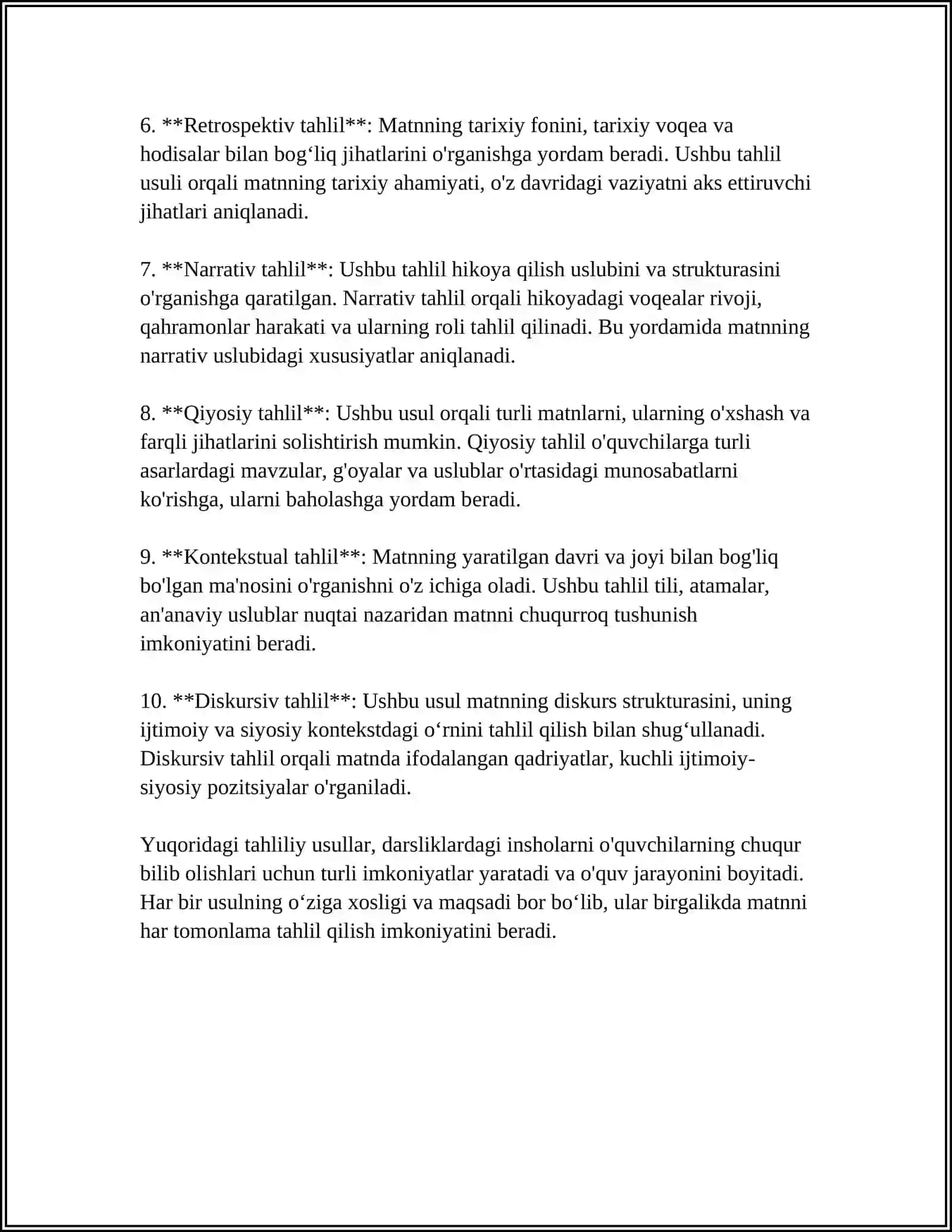 DARSLIKDAGI INSHO UCHUN BERILGAN MATERIALLARNI TAHLIL QILISH 4