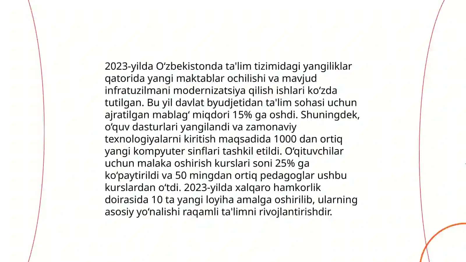 Yangi O'zbekistonda Prezident Sh.M.Mirziyoyev rahbarligi va tashabbusi ostida amalga oshirilayotgan islohotlar 4