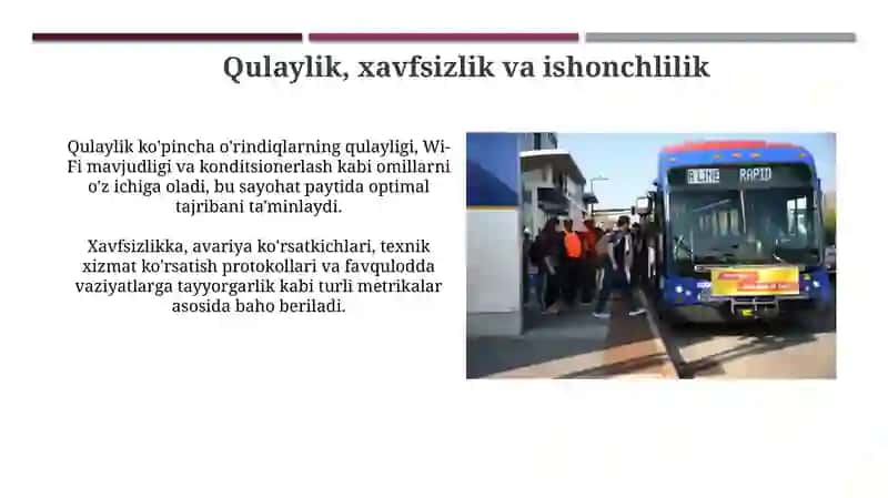 Turizmda transport turlarini baholash yo'llari 4