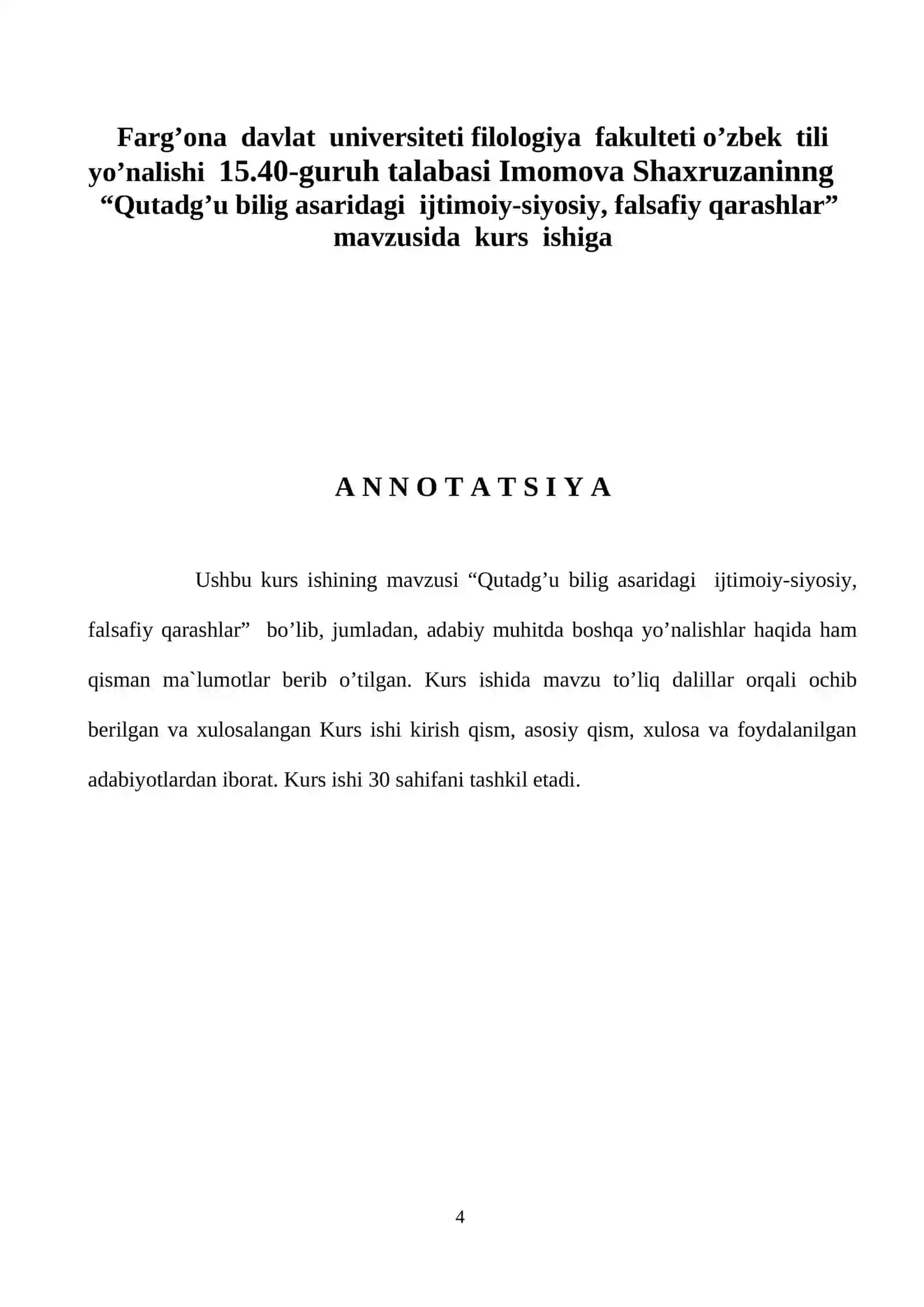 “Qutadg’u bilig asaridagi ijtimoiy-siyosiy, falsafiy qarashlar” 4