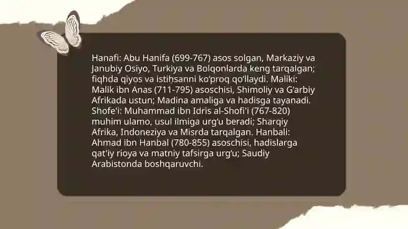 Islomdagi yoʻnalishlar, mazhablar va oqimlar 4