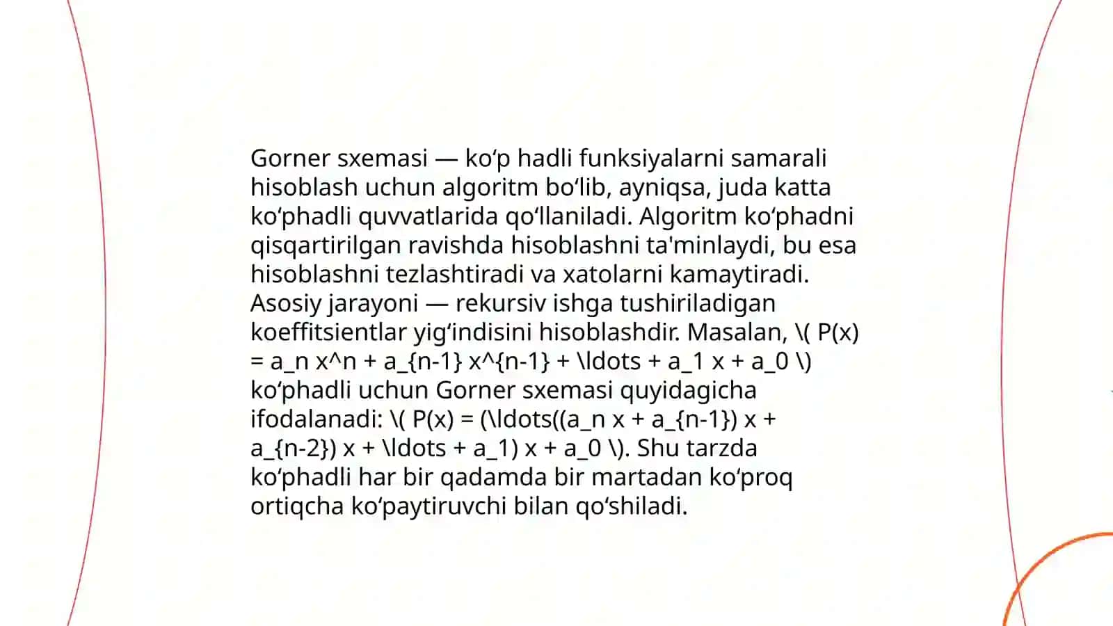 Bezu teoremasi va gorner sxemasi 4