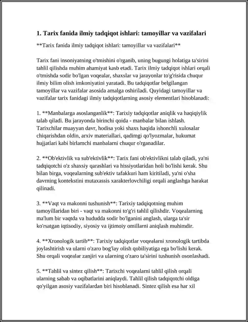 TARIX FANING ILMIY TADIQIQOT ISHLARINI TASHKILOTLASHTIRISH TAMOYILLARI VA VAZIFALARI 4