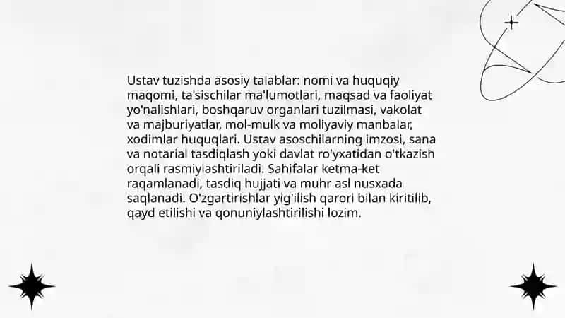 Tashkiliy hujjatlar yoriqnoma nizom ustav 4