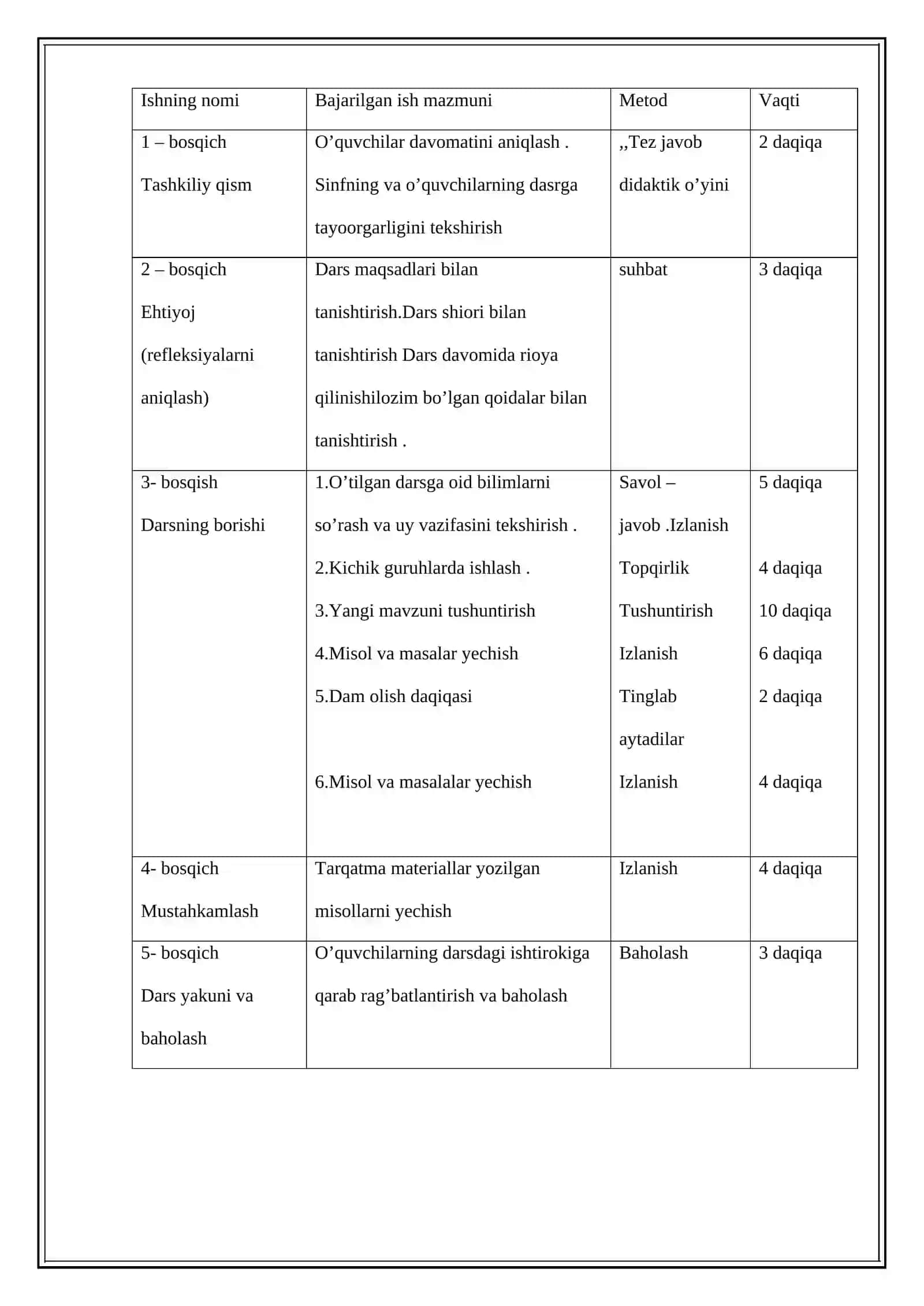 2-Sinf Matematika FANIDAN TAYYORLAGAN 1 SOATLIK DARS ISHLANMASI 4
