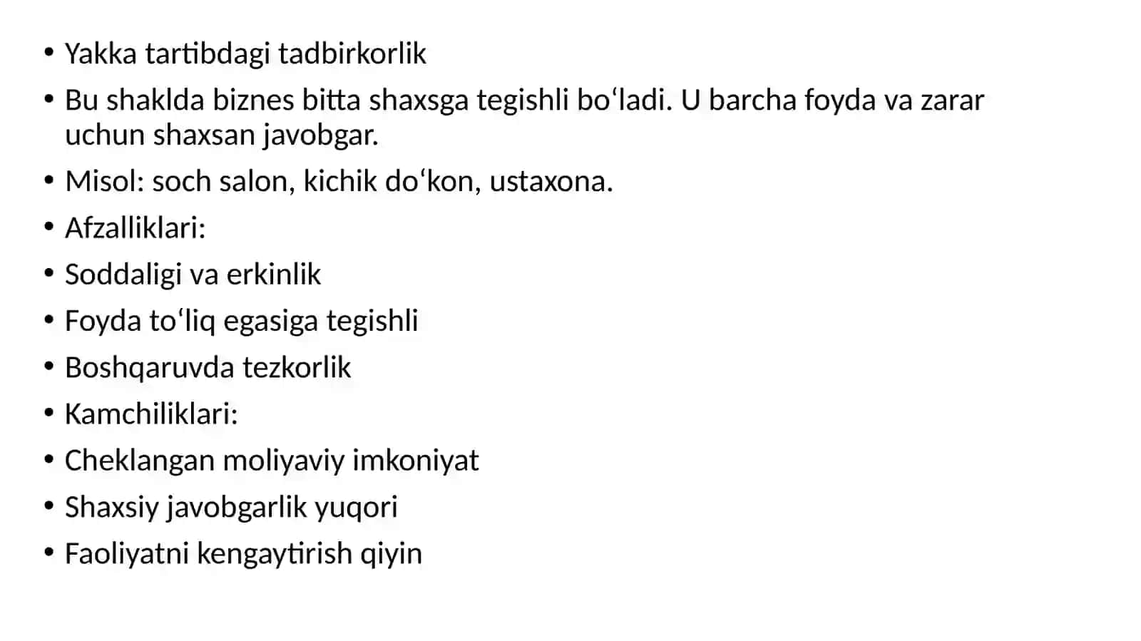 BIZNES YURITISHNING ASOSIY SHAKLLARI: AFZALLIKLARI VA KAMCHILIKLARI 4