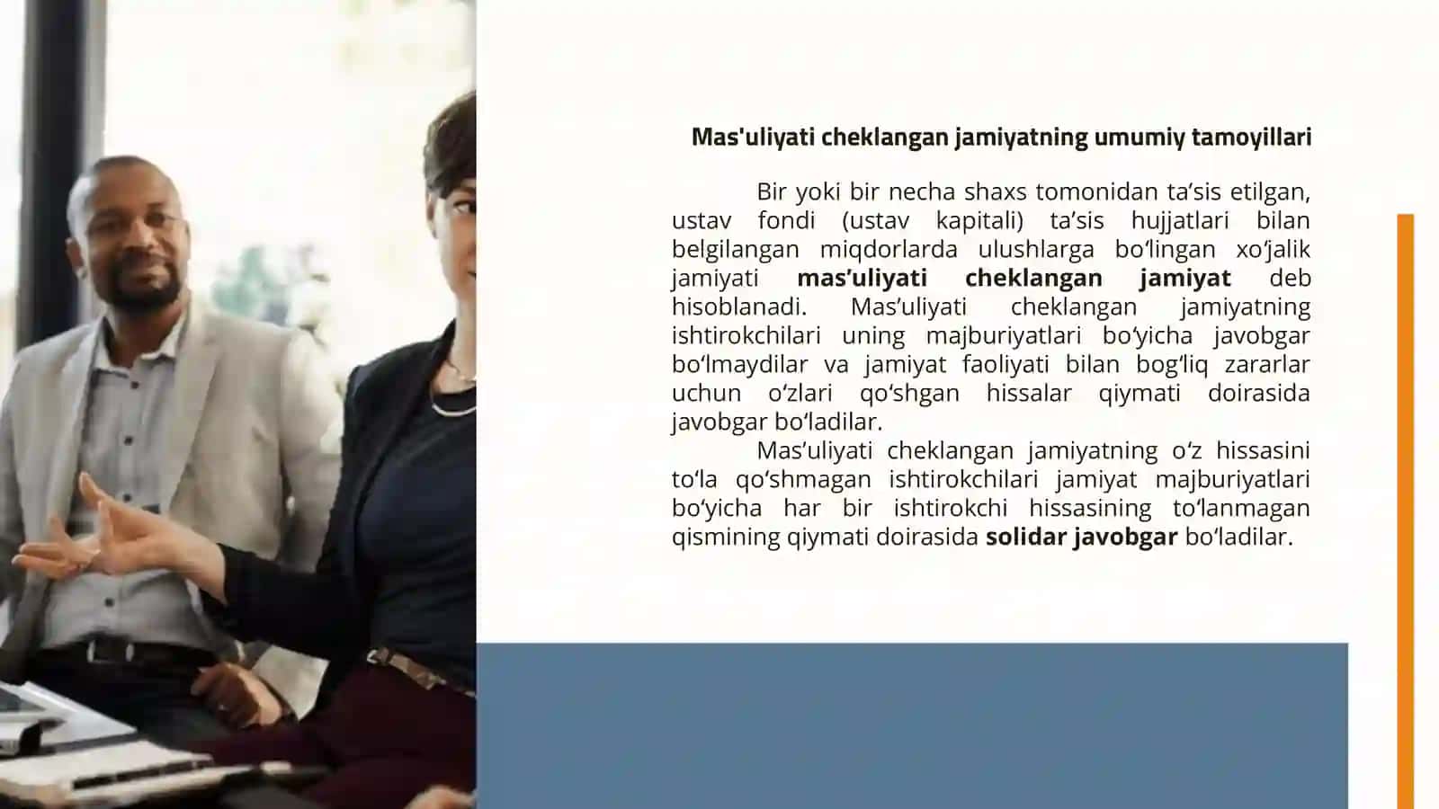 Mas'uliyati cheklangan jamiyat tõgʻrisidagi qonunining 1-28-moddalari. 4