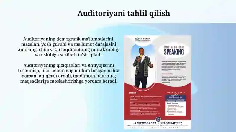 Taqdimot tayyorlash va taqdim etish usuli va vositalari 4