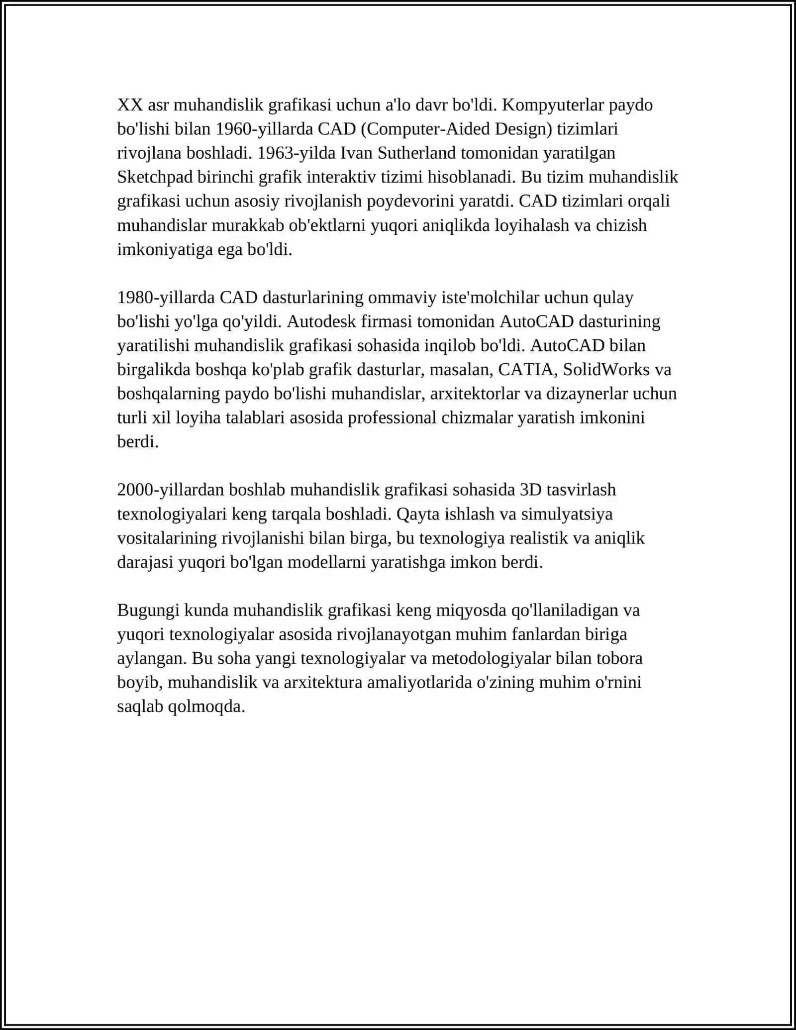 MUHANDISLIK GRAFIKASI TARIXI 4