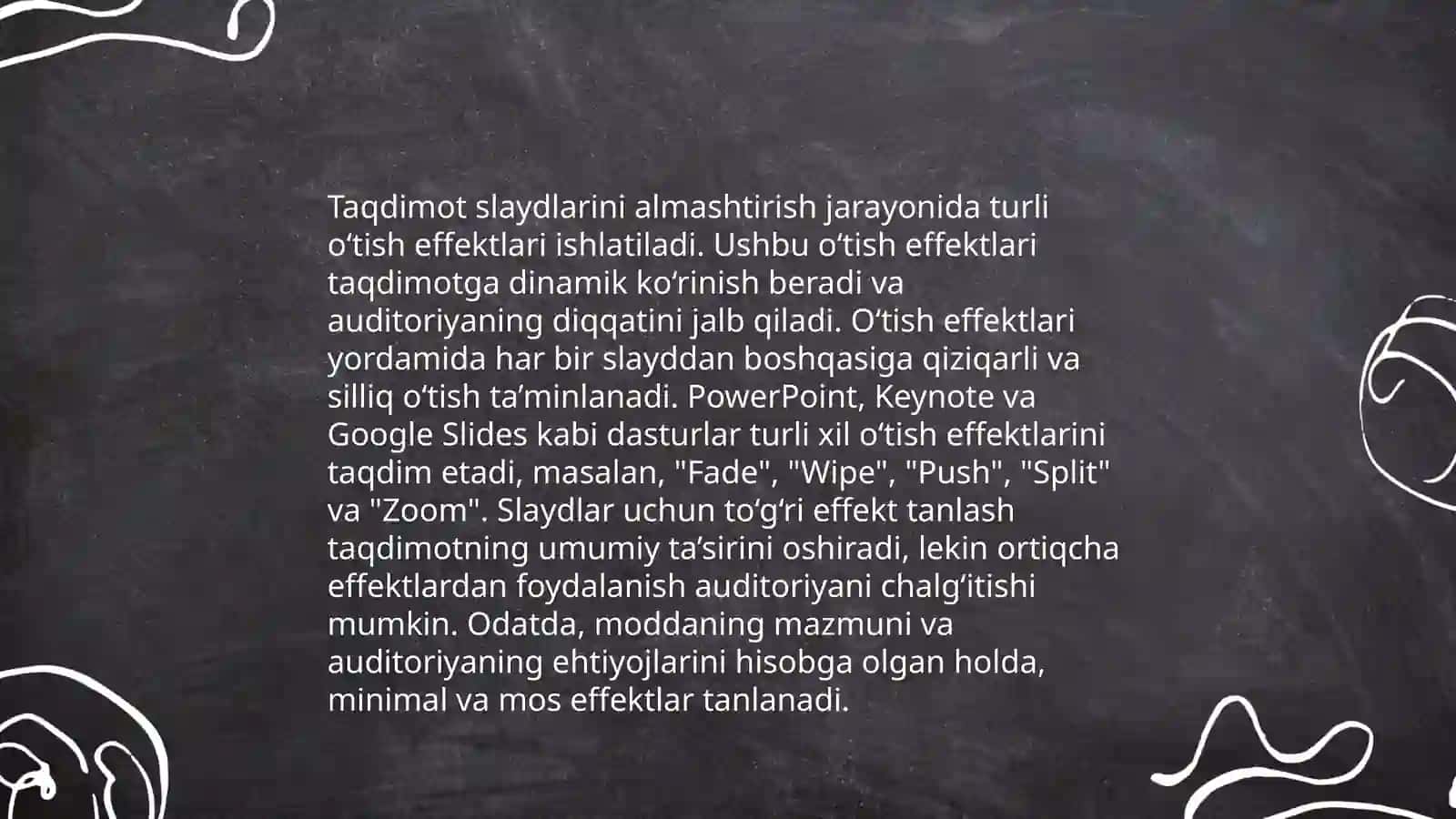 Animatsiya effektlari. Taqdimot namiyishini boshqarish 4