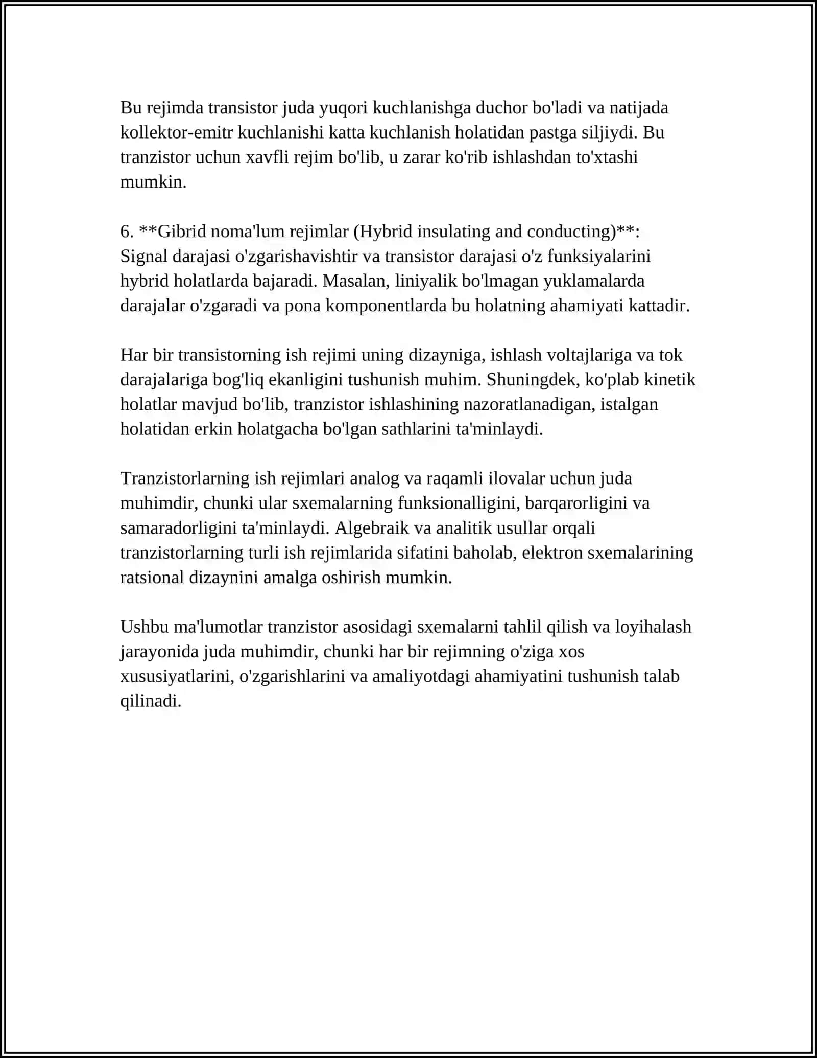 TRANZISTORLARNING DINAMIK ISH REJIMI VA DINAMIK PARAMETRLARNI ANIQLASH 4