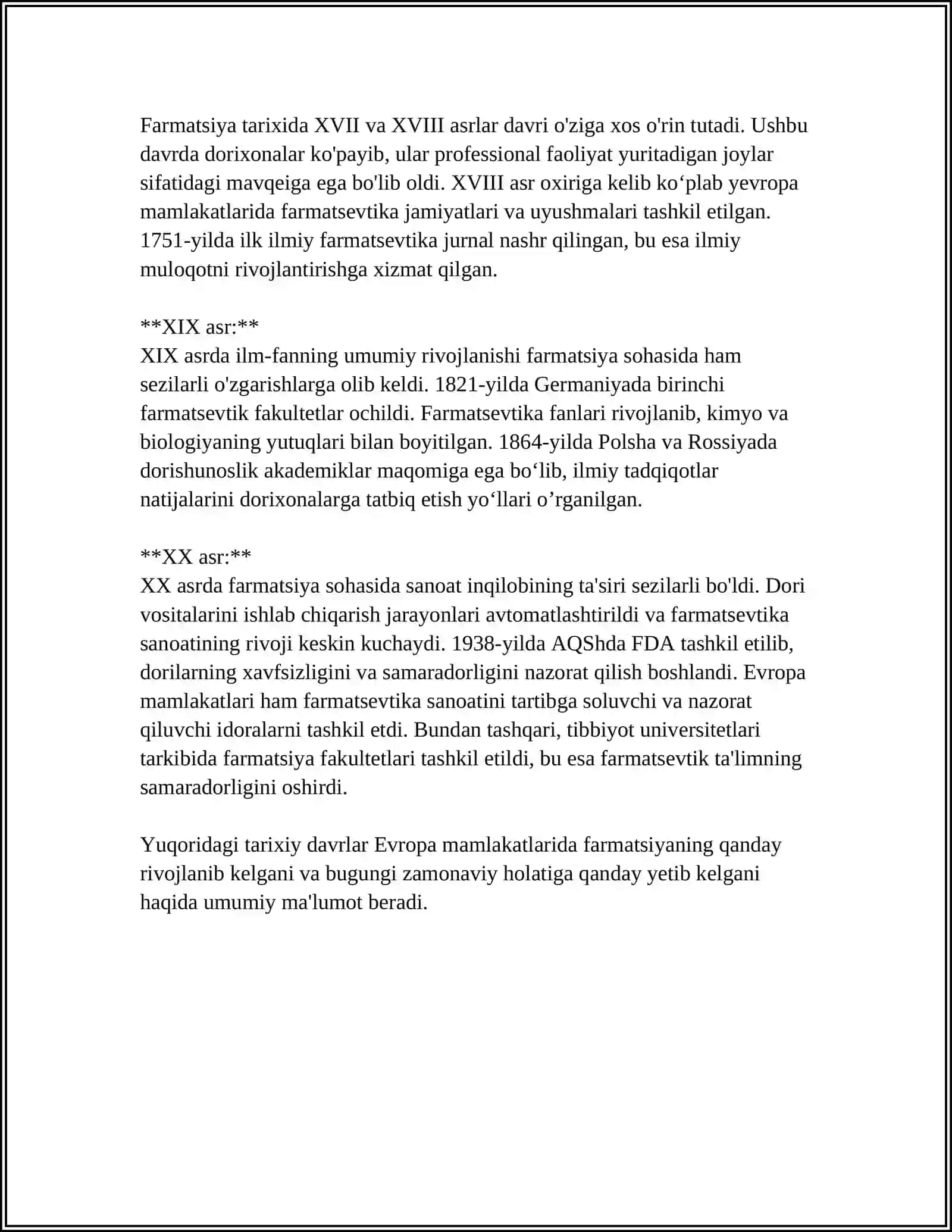 YEVROPA MAMLAKATLARIDA FARMATSIYANI RIVOJLANISHI 4