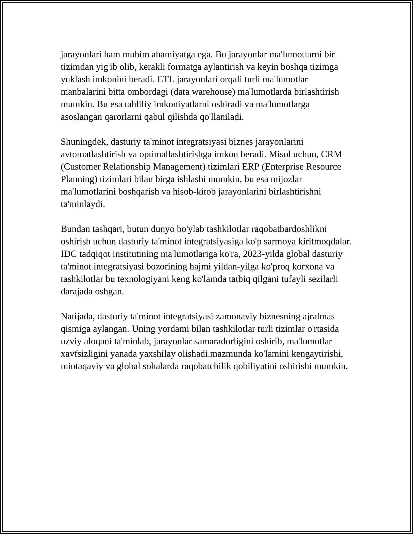 MUSTAQIL ISH Mavzu: DASTURIY TA’MINOT INTEGRASIYASI 4
