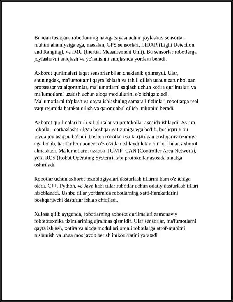 ROBOTLARNING INFORMATSION QURILMALARI VA ULARNING UMUMIY TASNIFI 4