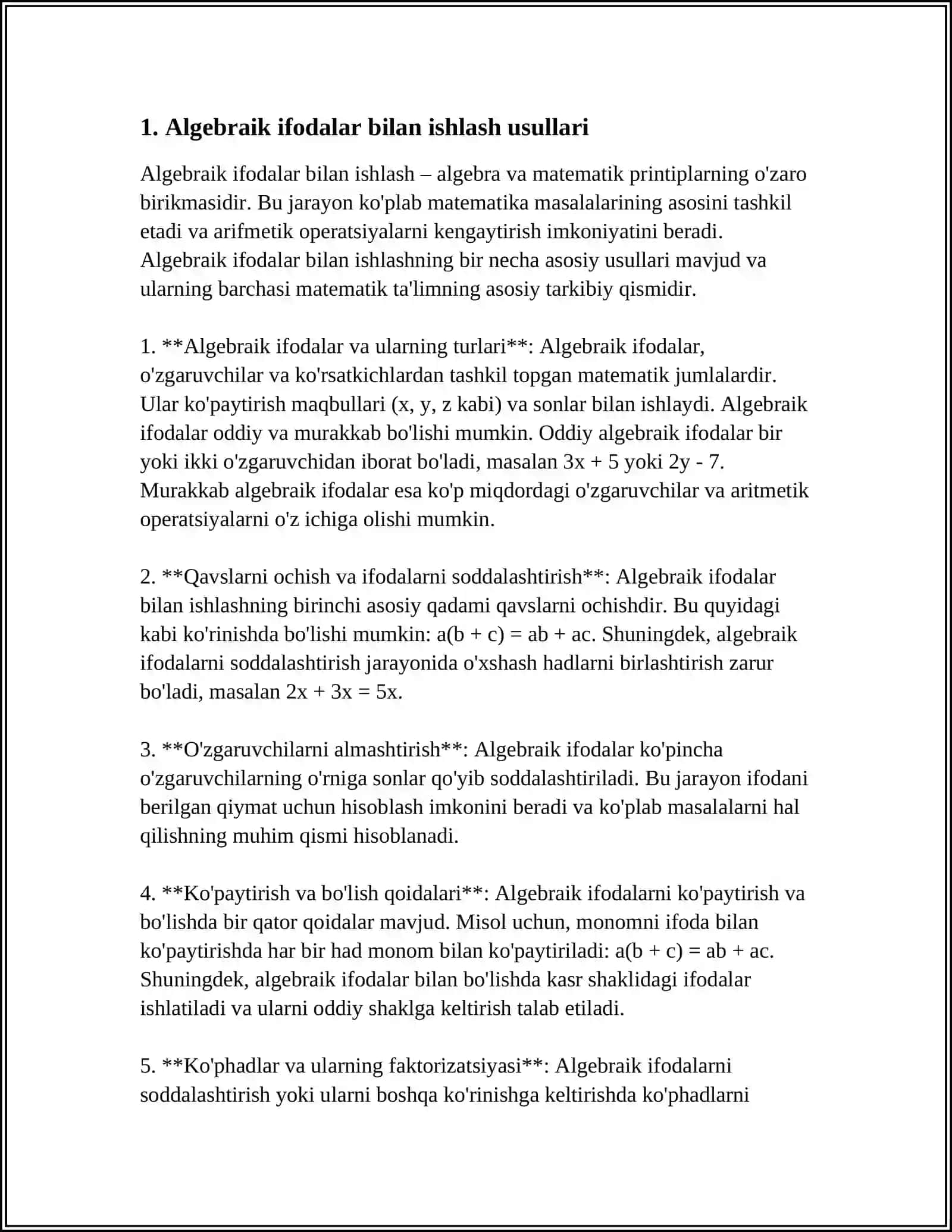 3-SINFDA ALGEBRA ELEMENTLARINI O’RGATISH METODIKASI 4