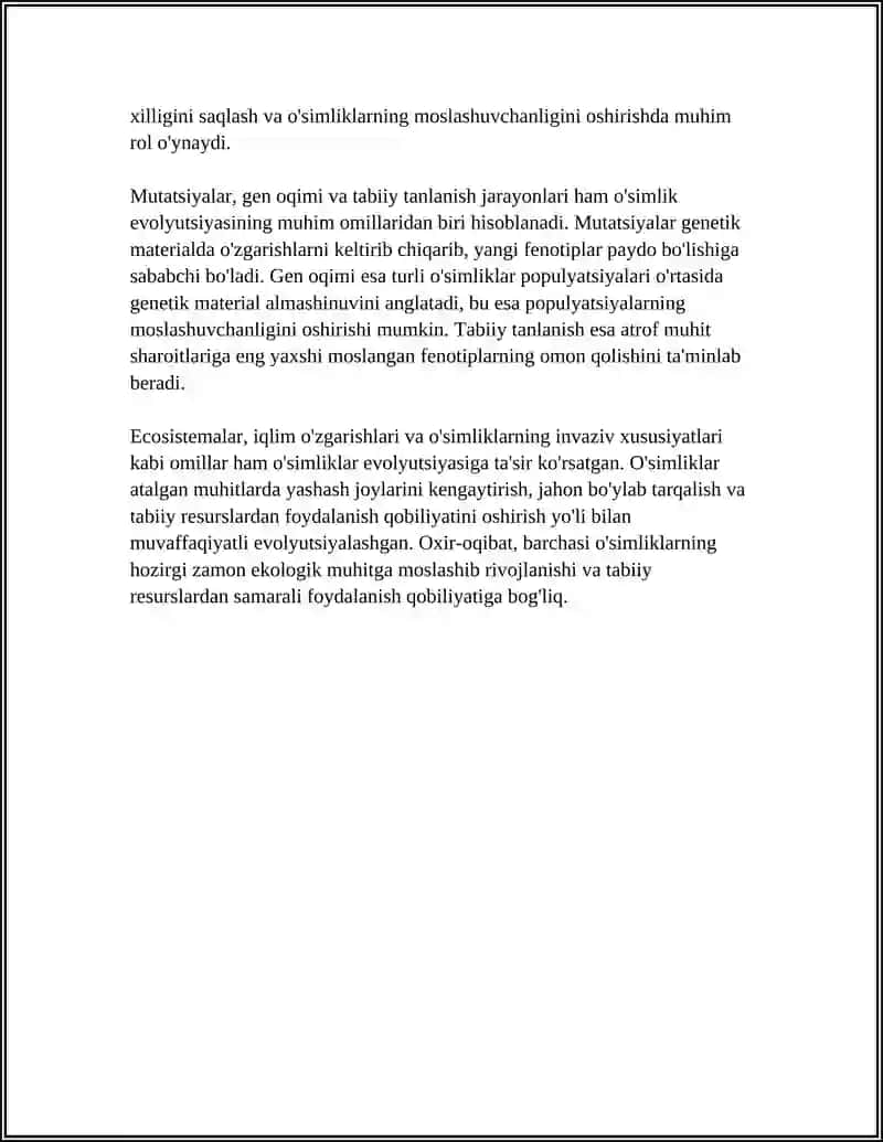 O'SIMLIK EVOLUTSIYASI VA HUJAYRA BIOLOGIYASI 4