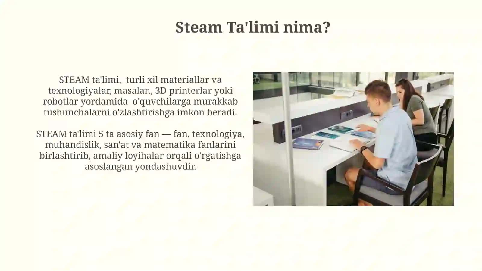 Steam Ta'limi: Boshlang'ich Sinf Texnologiya Darslarida Qo'llanilishi 4