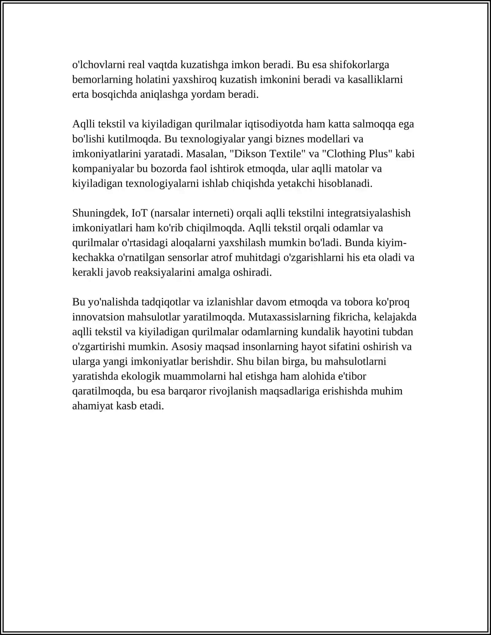 TOʻQIMACHILIK SOHASIDAGI ILGʻOR TEXNOLOGIYALAR 4