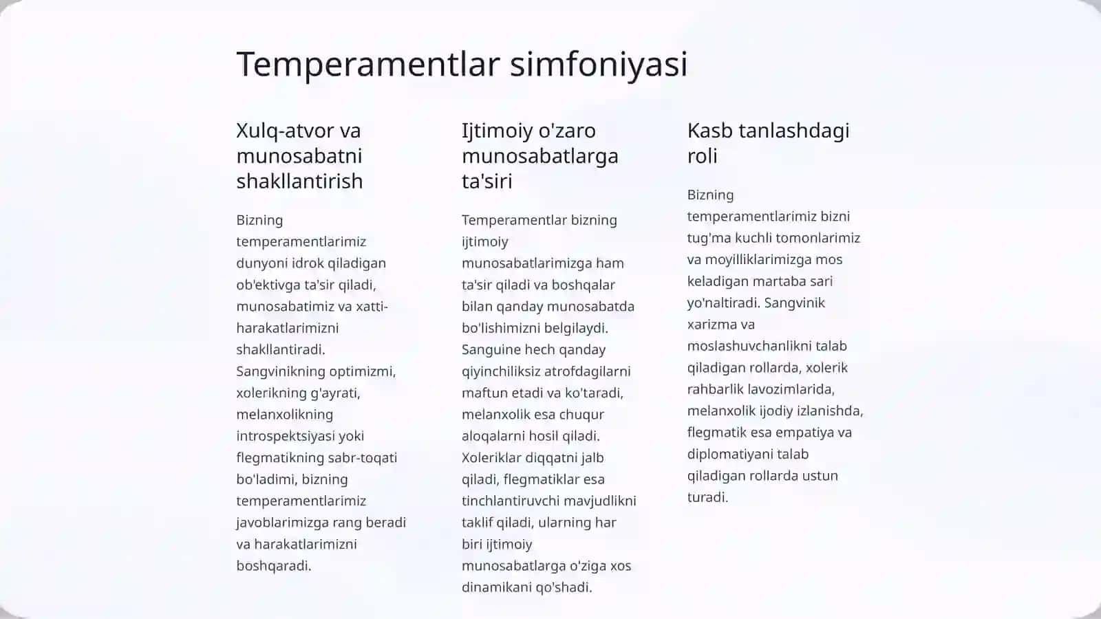 Shaxsni rivojlantirishda temperamentlarning roli 4