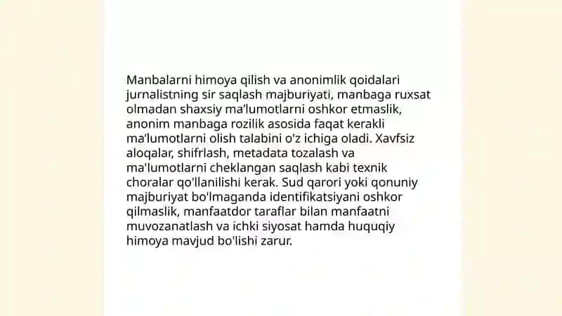 Axborot olish va tarqatishda jurnalist majburiyati va masʼuliyati 4