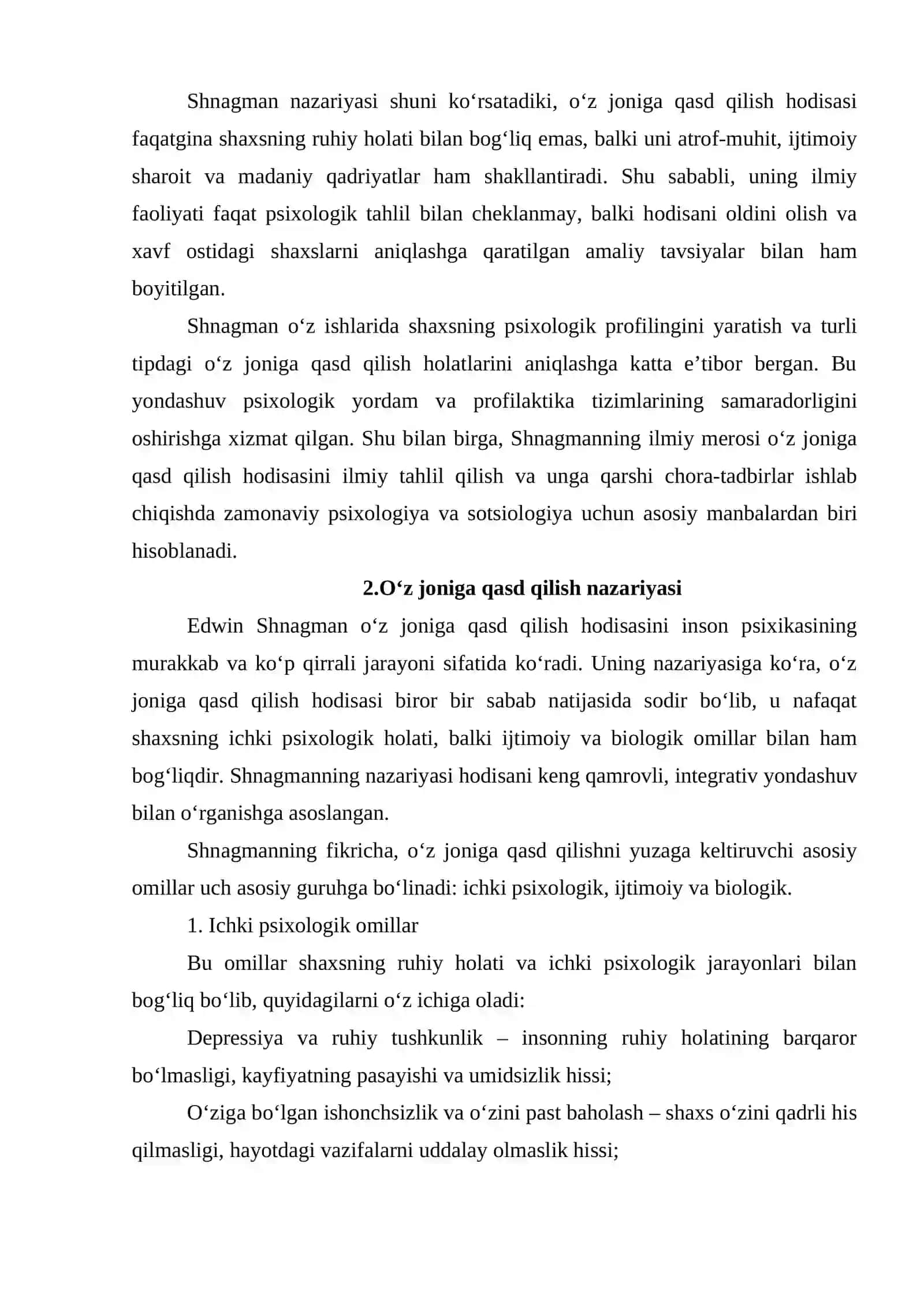 E.Shnagmanning o'z joniga qasd qilish nazariyasi va tipologiyasi 4