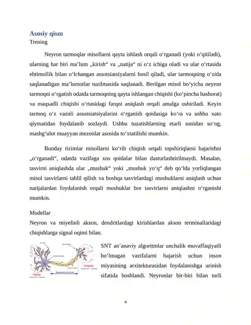 "Sun’iy neyron tarmoqlari modeli" 4