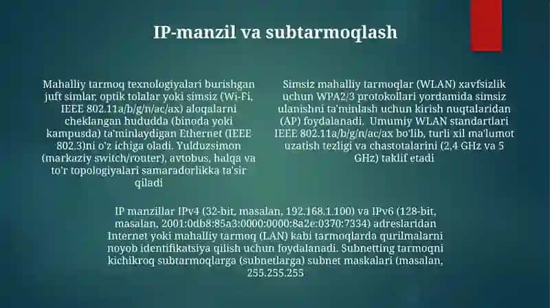 Lokal tarmoqlar texnologiyalari 4