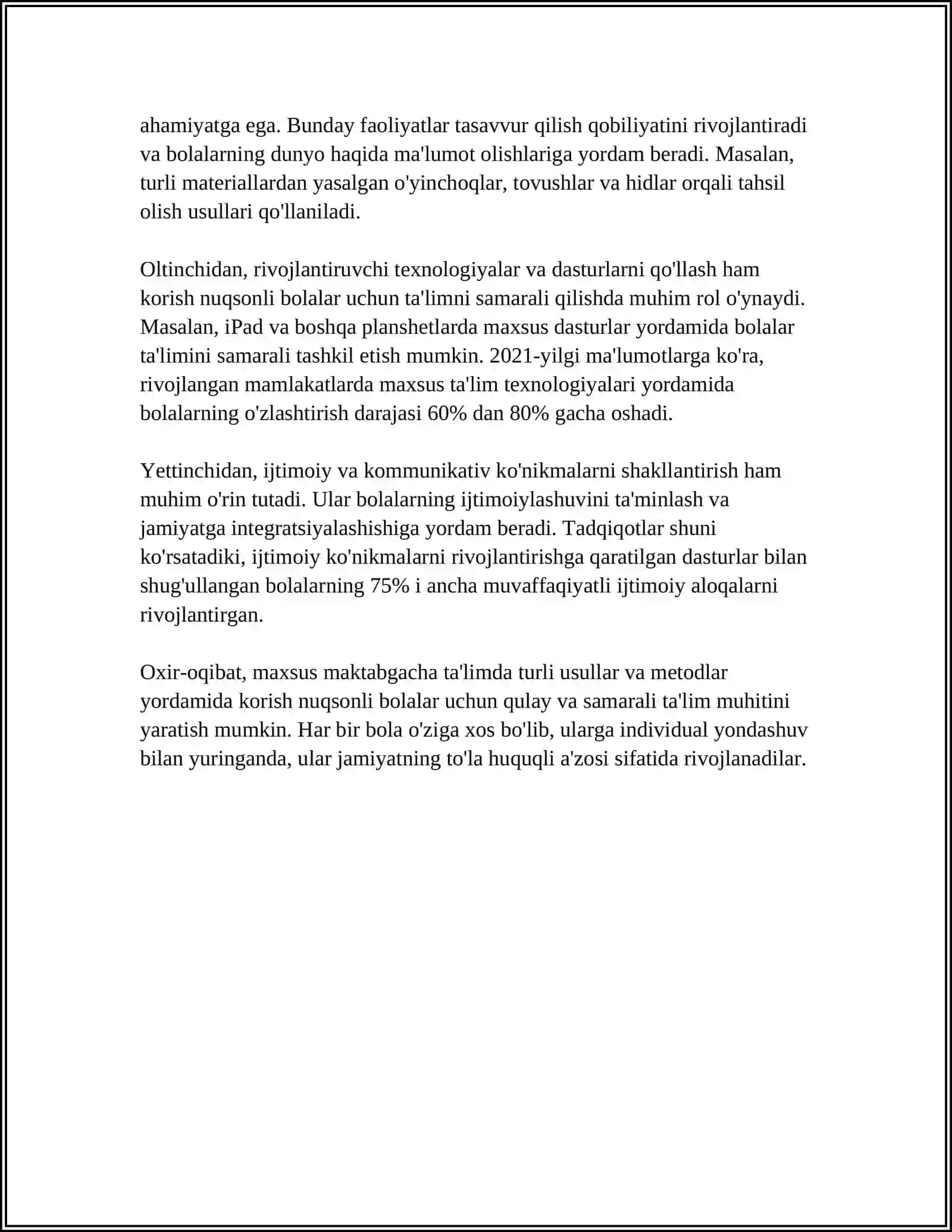 Korishda Nuqsoni Bolgan Bolalar uchun Maktabgacha Talim Tashkilot Faoliyati 4