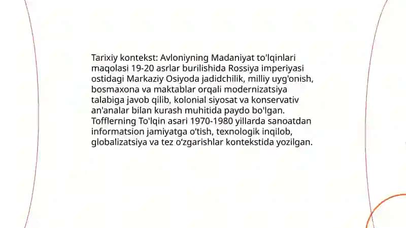 Madaniyat to'lqinlari maqolasi va E.Tofflerning to'qin asari 4
