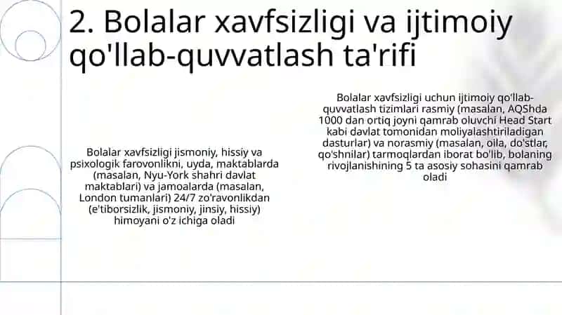 Bolalar xavfsizligini ijtimoiy qo'llab quvvatlash tizimlarini o'rganish 4