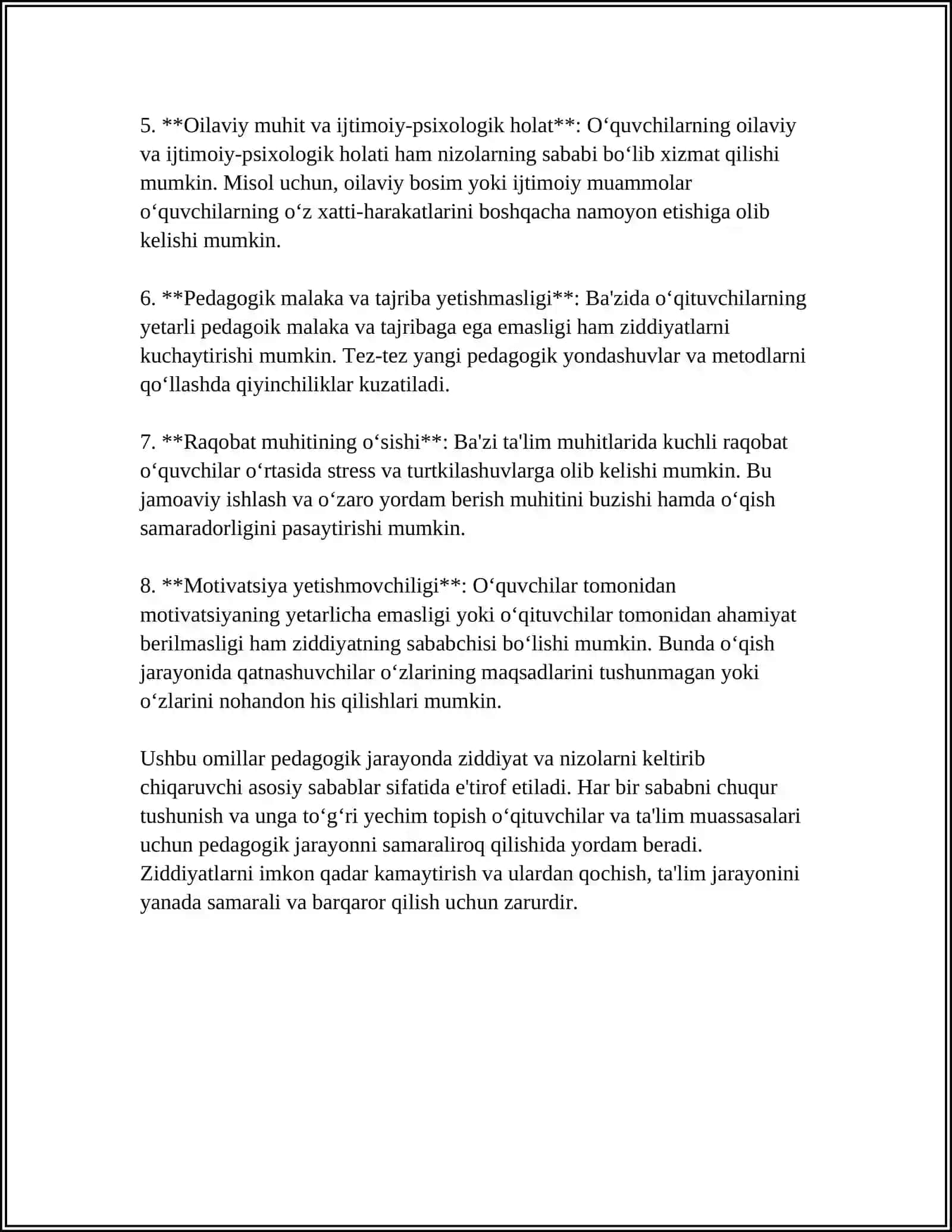 ÒQITUVCHILIK KASBIY FAOLIYATIDA PEDAGOGIK NIZOLAR VA ZIDDIYATLAR 4