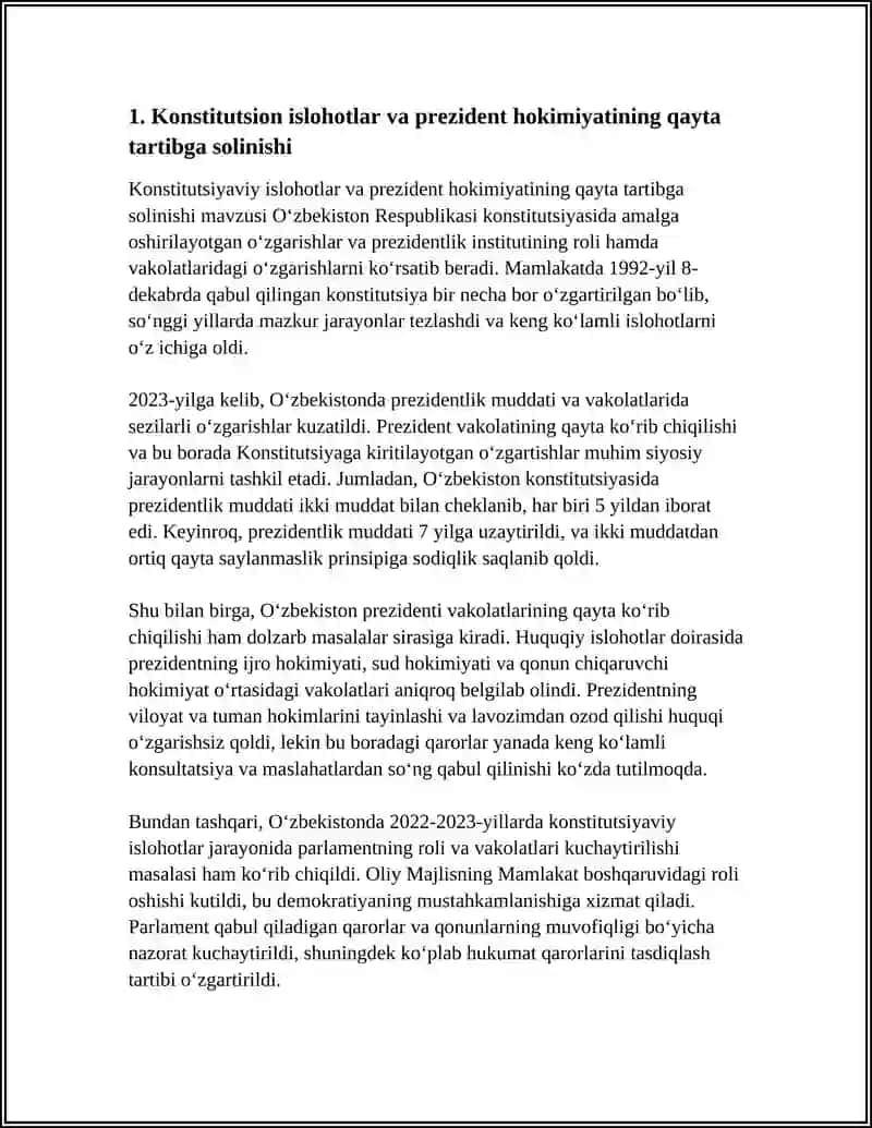 OʻZBEKISTONDA DEMOKRATIK,FUQAROLIK JAMIYATI ASOSLARINING SHAKLLANISHI AMALGA OSHIRILGAN SIYOSIY ISLOHOTLAR 4