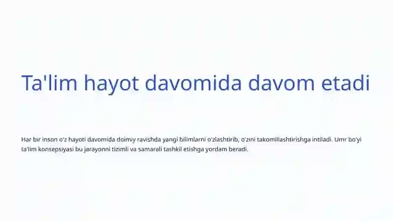 Umr Bo'yi Ta'lim Konsepsiyasi: Bilim va Rivojlanish Yo'lida 4