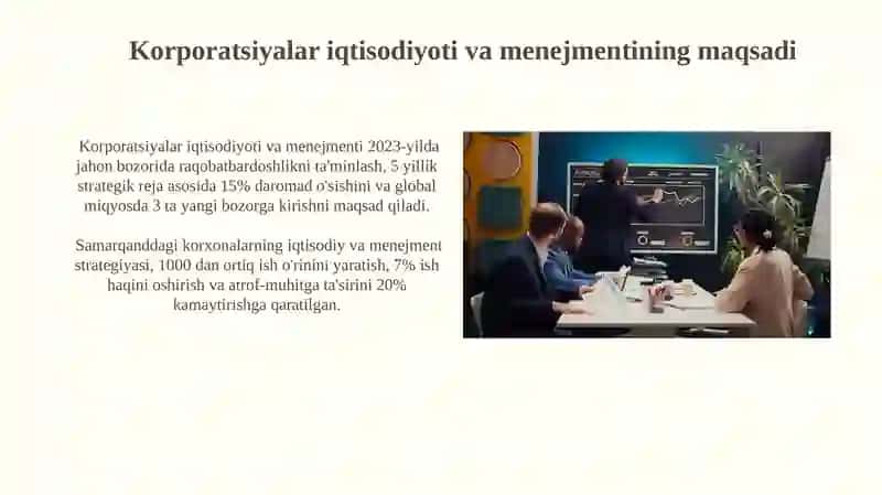 Korporatsiyalar iqtisodi va boshqaruvi 4