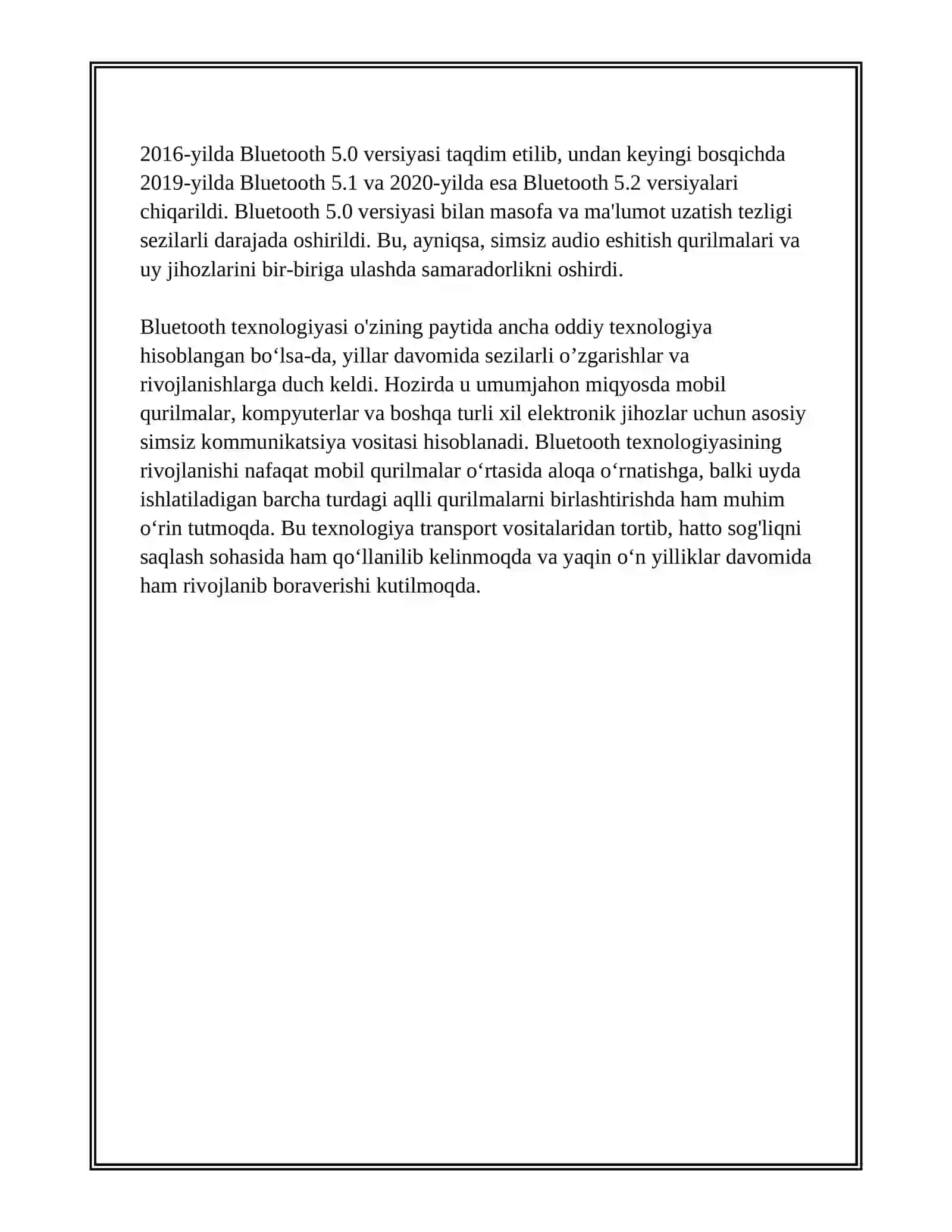 BLOETOOTH QURILMASI ISHLATILISH SOHASI, ISHLASH PRINSPI,ULANISH SXEMASI VA TURLARI 4