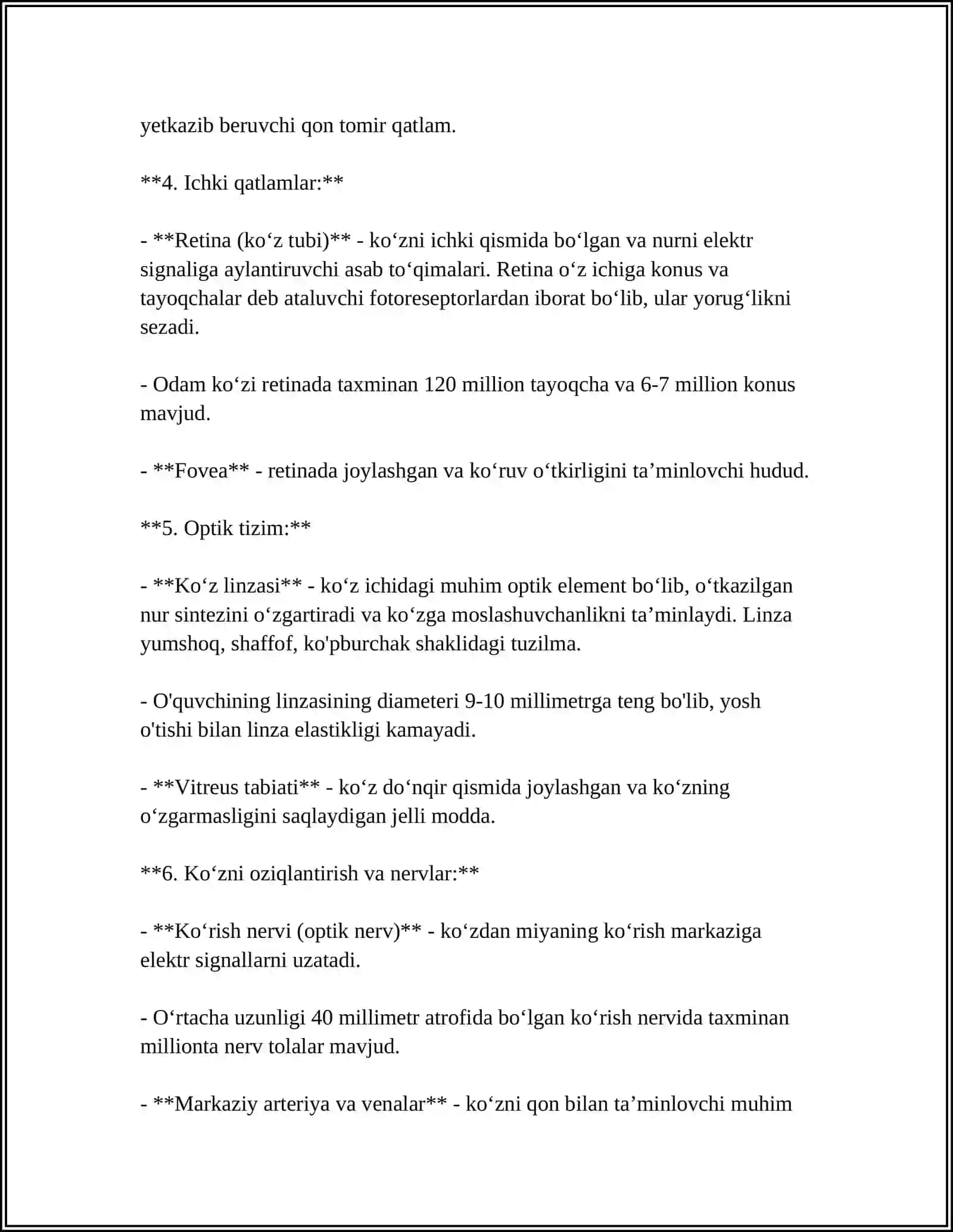 KOʼRUV ANALIZATORI. KOʼZNING OPTIK TIZIMI 4