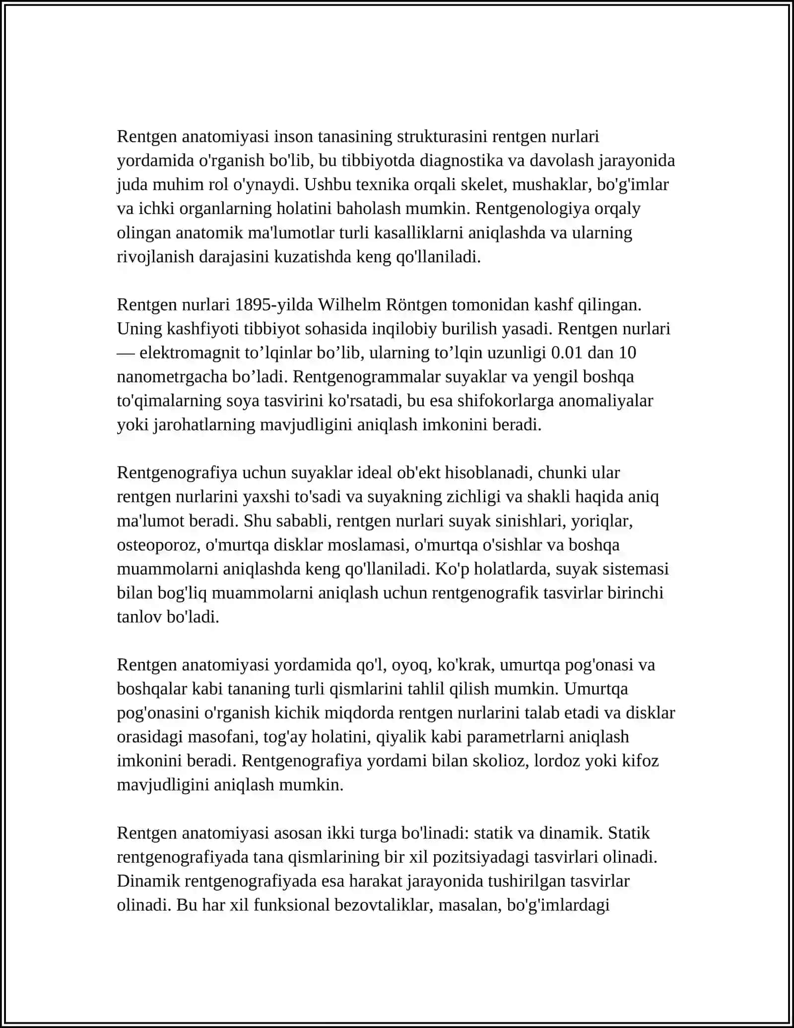 KALLA SUYAGINING RENTGENANATOMIYASI. KALLA SUYAGINING YOSHI VA JINSIY TAFAVUTLARI 4