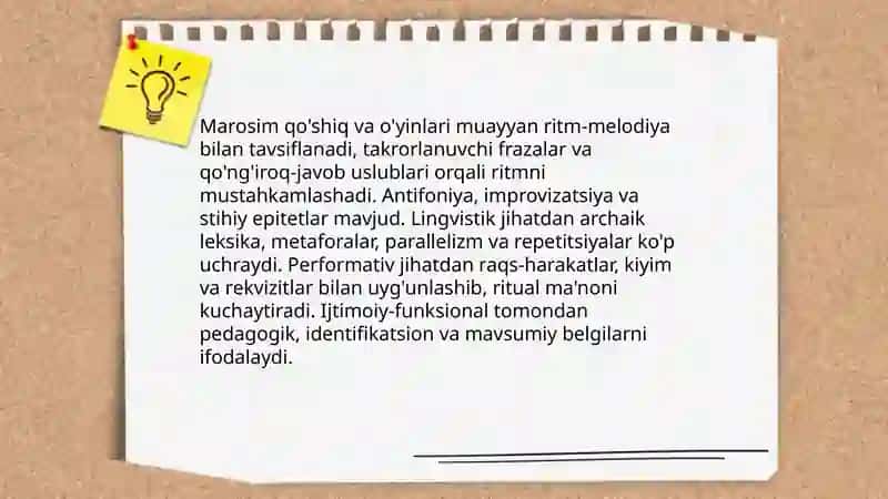 Mavsumiy marosim folklori namunalari badiiyati va ularning tahlili 4