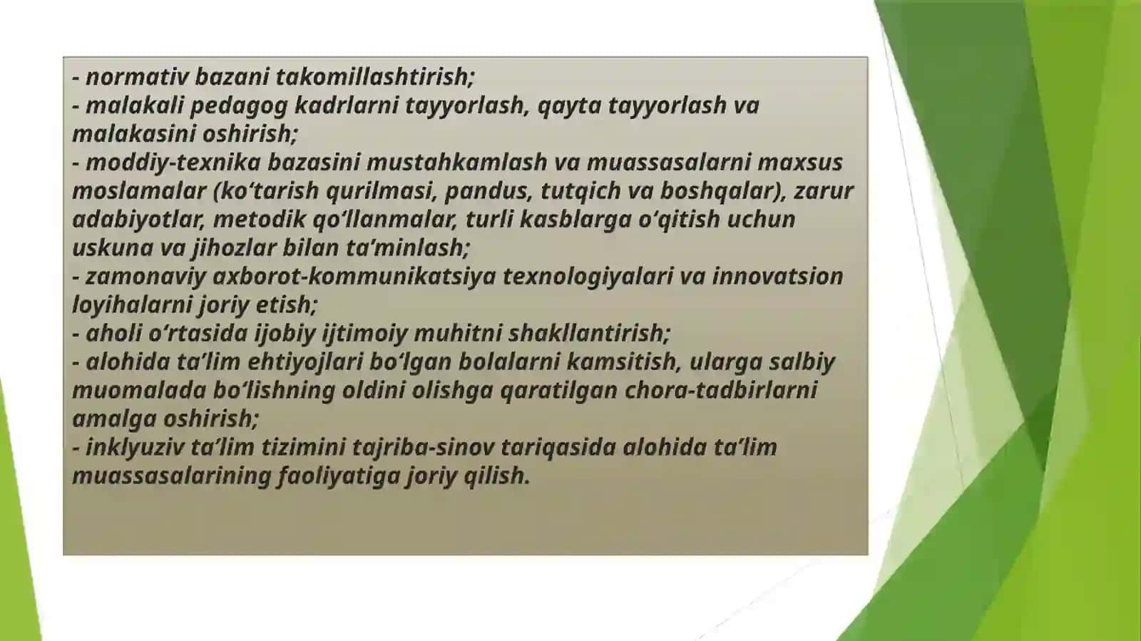 Alohida yordamga muhtoj bolani  samarali inkyuziyasi uchun  ichki  sharoitlar 4