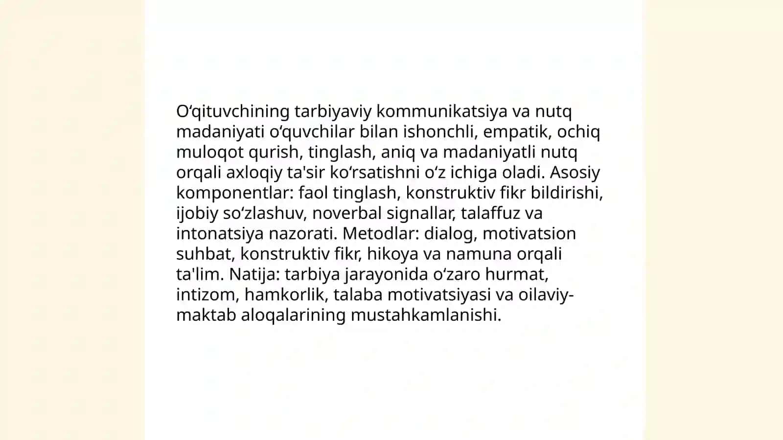 Òqituvchining tarbiyachi sifatidagi mahorati 4