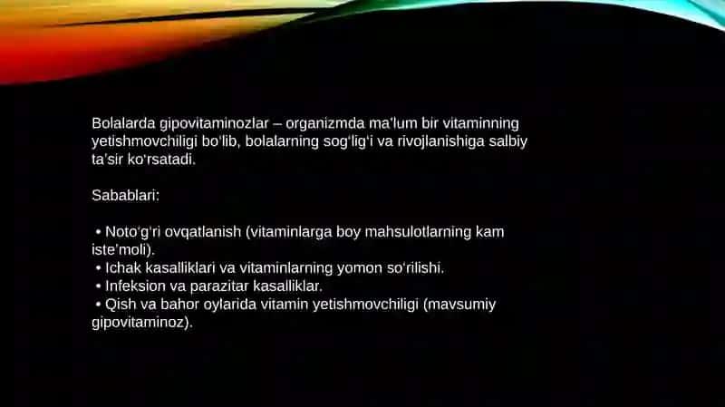 Bolalarda avitaminoz va gipovitaminozlar 4