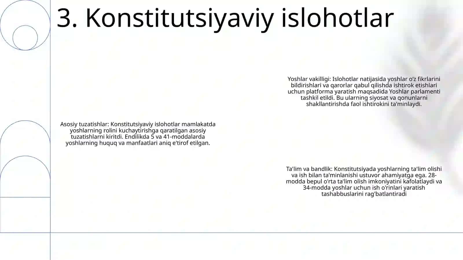 Yangi Tahrirdagi O'Zbekiston Respublikasi Konstitutsiyasida Yoshlarning Kelajagi Uchun Berilayotgan Imkoniyatlar 4