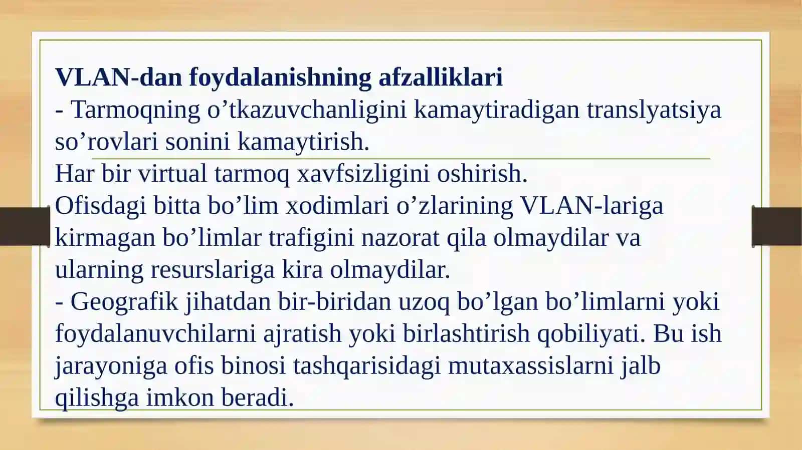 Virtual mahalliy tarmoqlar (VLAN). TCP/IP tarmoqlari 4